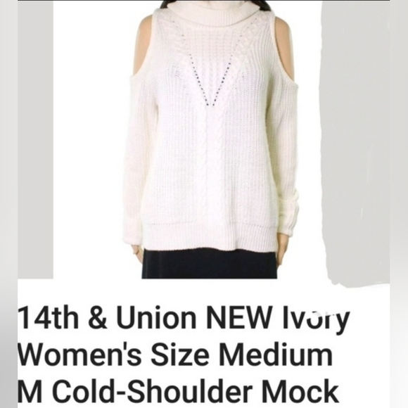 NWT 14th and Union Mock Sweater/turtleneck cold shoulder - Picture 2 of 5